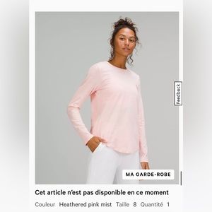 Lululemon Love LS Shirt in Heathered Pink Mist